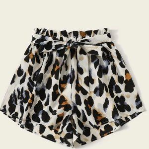 Belted Leopard Print Flow Shorts